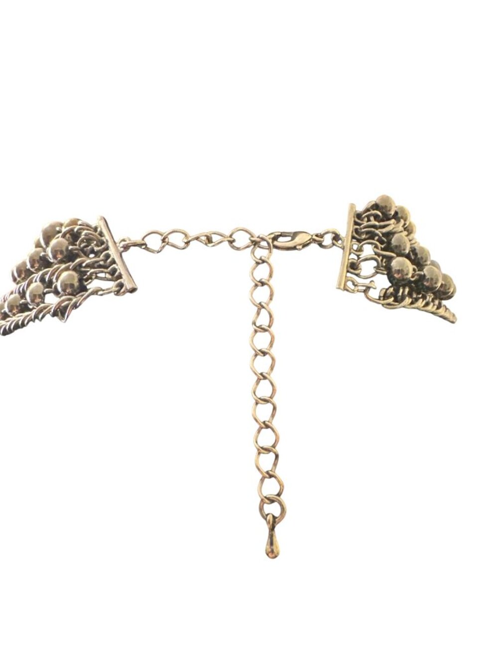 Layered Silver-Tone Chain Necklace With Beaded Details & Adjustable Lobster Clas - Picture 2 of 3